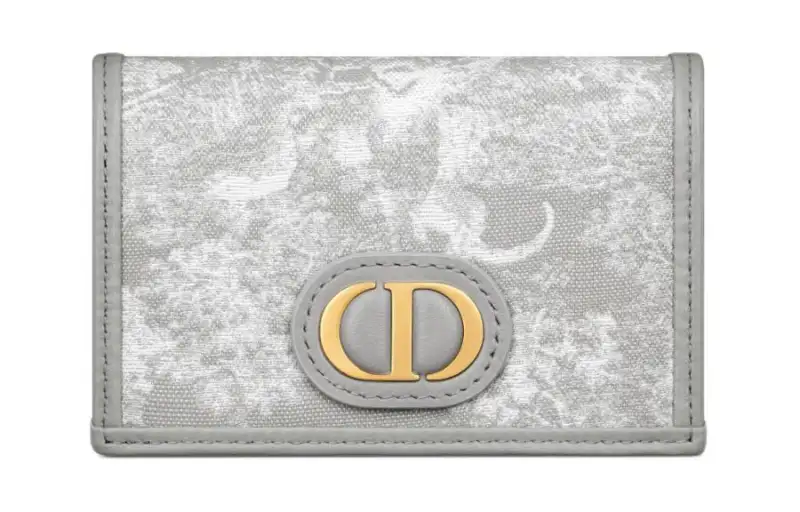 DIOR 30 Montaigne Jacquard Fabric Wallet Women's Gray