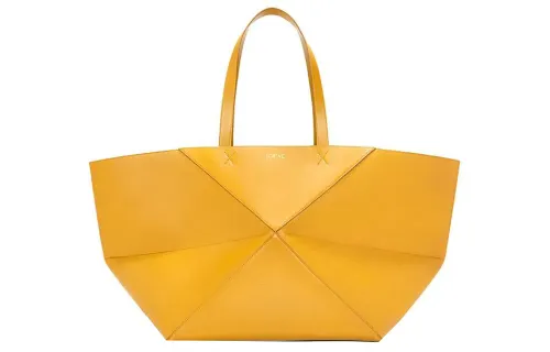 LOEWE Shiny Cow Leather One Shoulder Handbag Extra Large Men's Sunflower Yellow