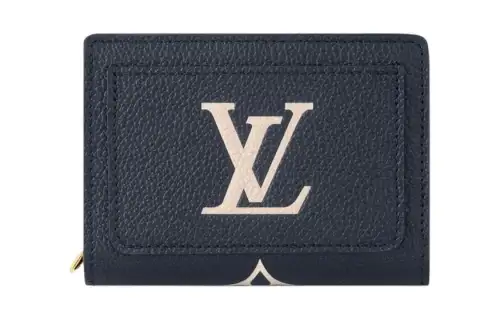LOUIS VUITTON Leather Wallet Women's Dark Blue
