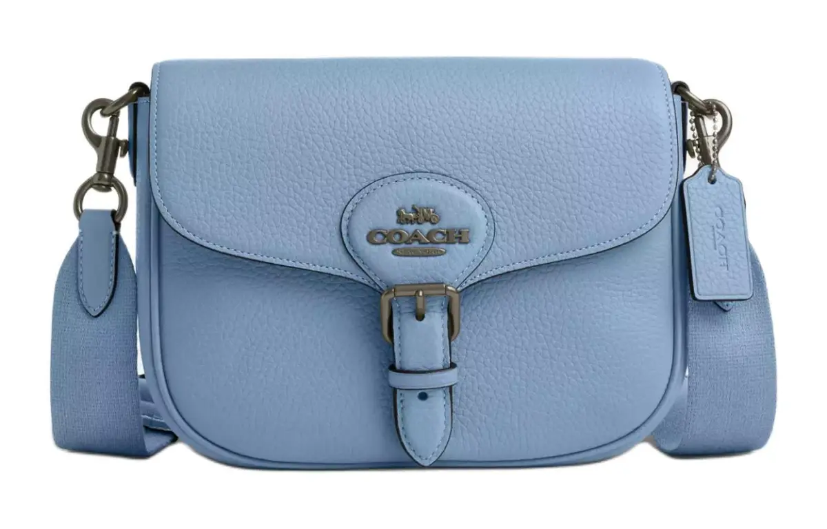 COACH Amelia Leather Saddle Bag Crossbody Bags Medium Women's Blue