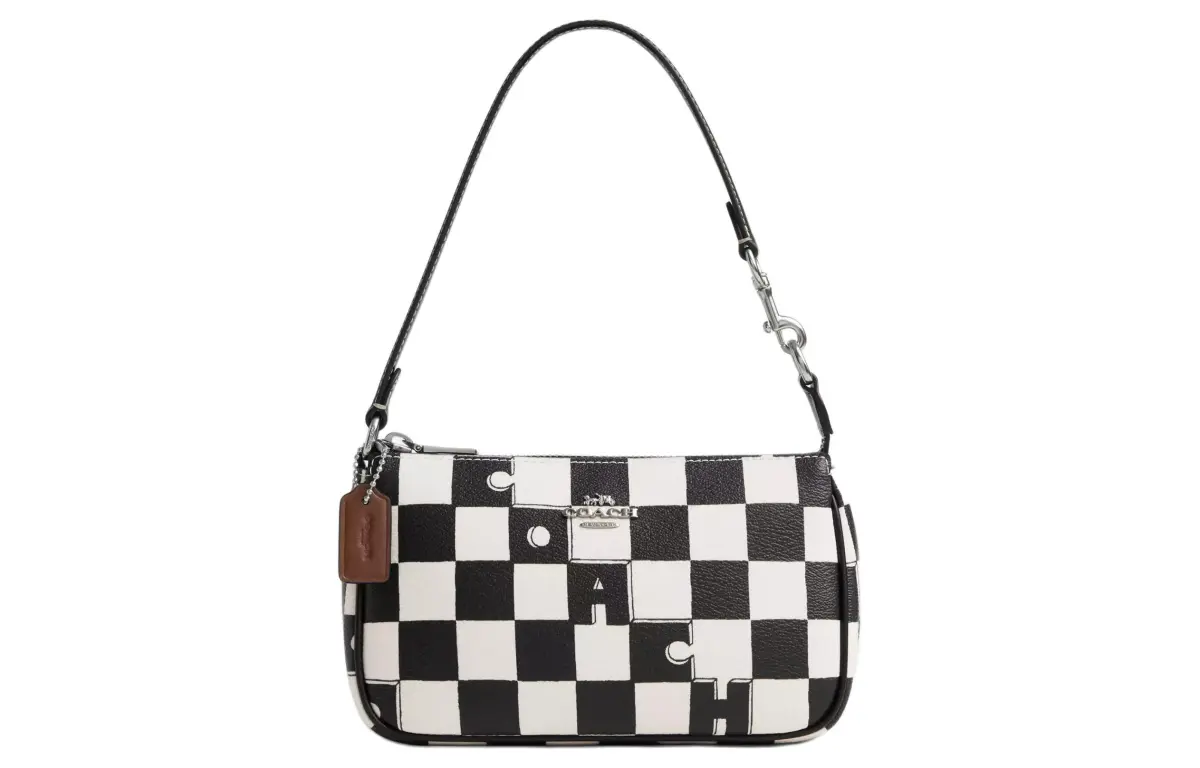 COACH Nolita Coated Canvas And Recycled Leather Shoulder Bag, Handbag Small Women's Black