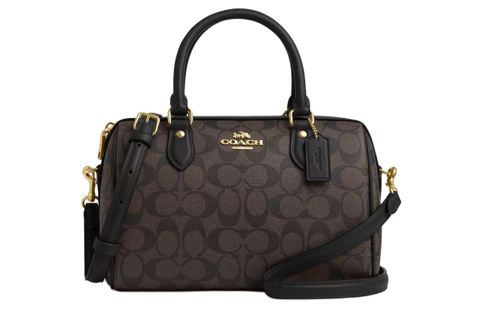 COACH Rowan Coated Canvas With Recycled Leather Handbag Large Women's Brown Black