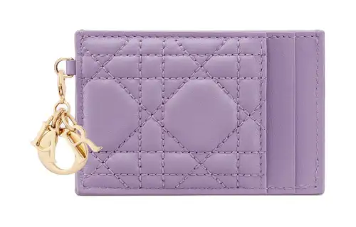 DIOR Lady Dior Cangrid Lambskin Card Holder Women's Light Purple
