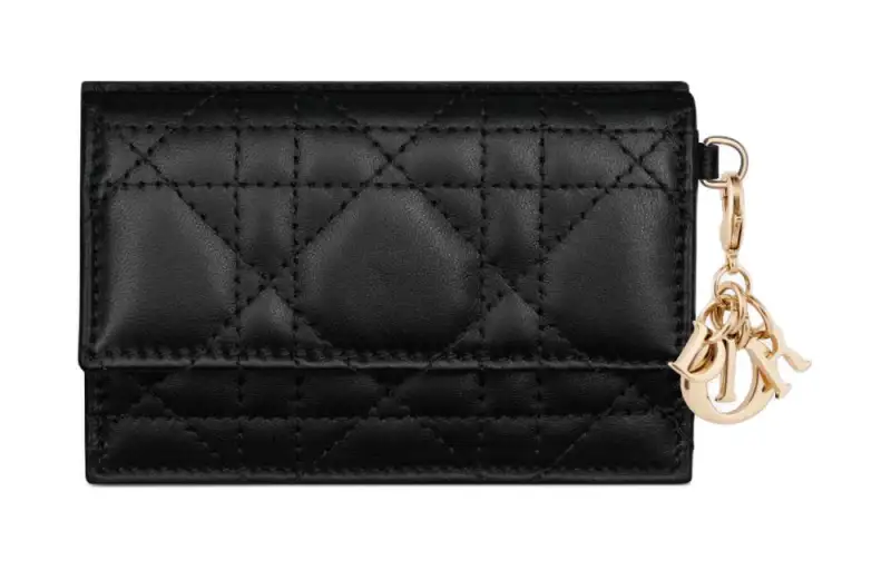 DIOR Lady Dior Cangrid Lambskin Card Holder Women's Black