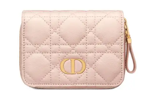 DIOR Caro Calfskin Wallet Women's Light Pink