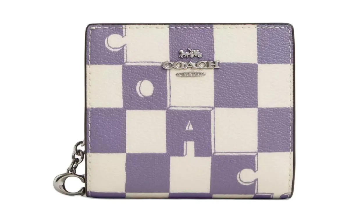 COACH Snap Wallet Coated Canvas With Smooth Leather Wallet Regular Women's Light Purple