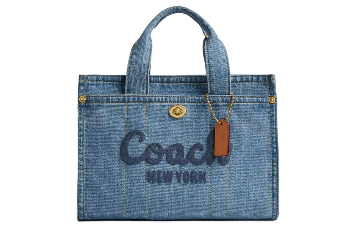 COACH Cargo Denim With Vachetta Leather Handbag Medium Women's Indigo