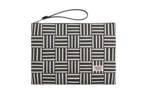Bottega Veneta Cotton Clutch Large Men's Marine Blue & White