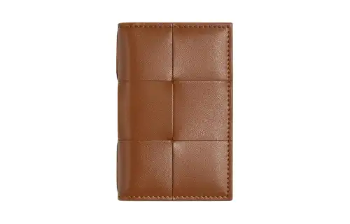 Bottega Veneta CASSETTE Calfskin Wallet Men's Cognac Brandy