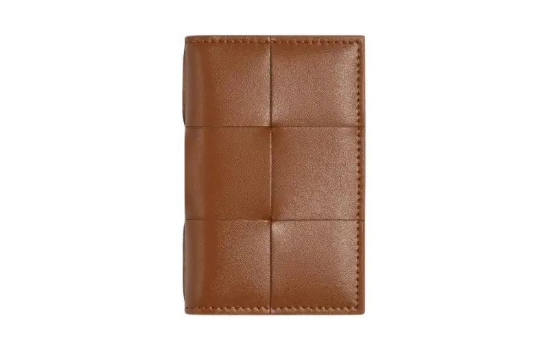Bottega Veneta CASSETTE Calfskin Wallet Men's Cognac Brandy