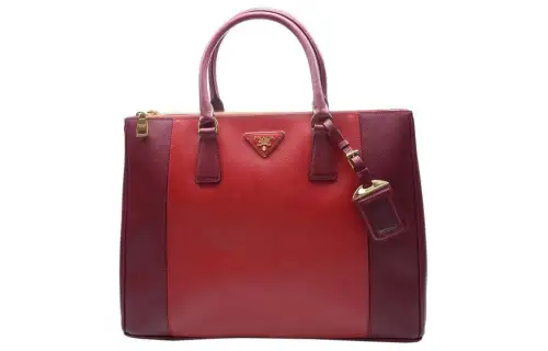 PRADA Cow Leather Handbag Women's Burgundy