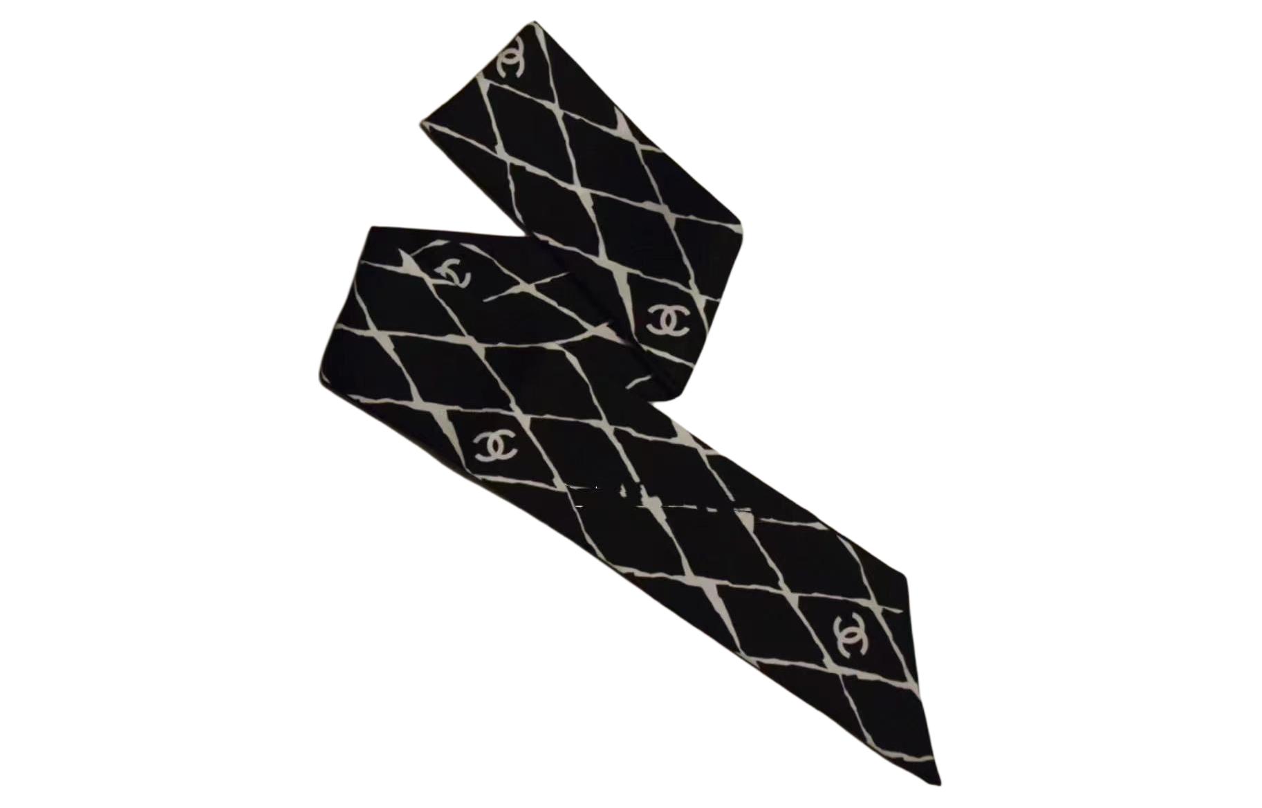 CHANEL Silk Scarves Women's Black