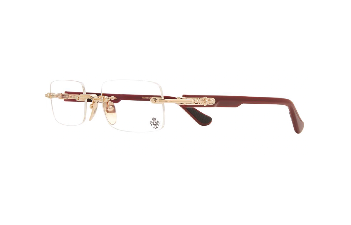 Chrome Hearts Titanium Alloy Irregular Shape Eyeglass Frames Unisex Red