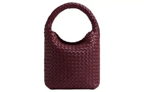 Bottega Veneta Lambskin Bucket Bag Handbag Small Women's Burgundy