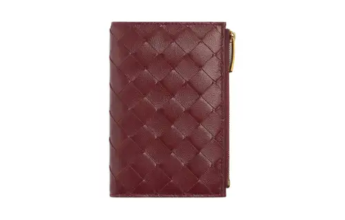 Bottega Veneta Intrecciato Lambskin Wallet Medium Women's Cherry