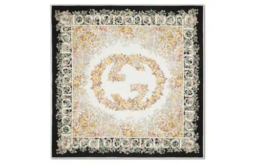 GUCCI Printed Pattern Scarves Women's Black
