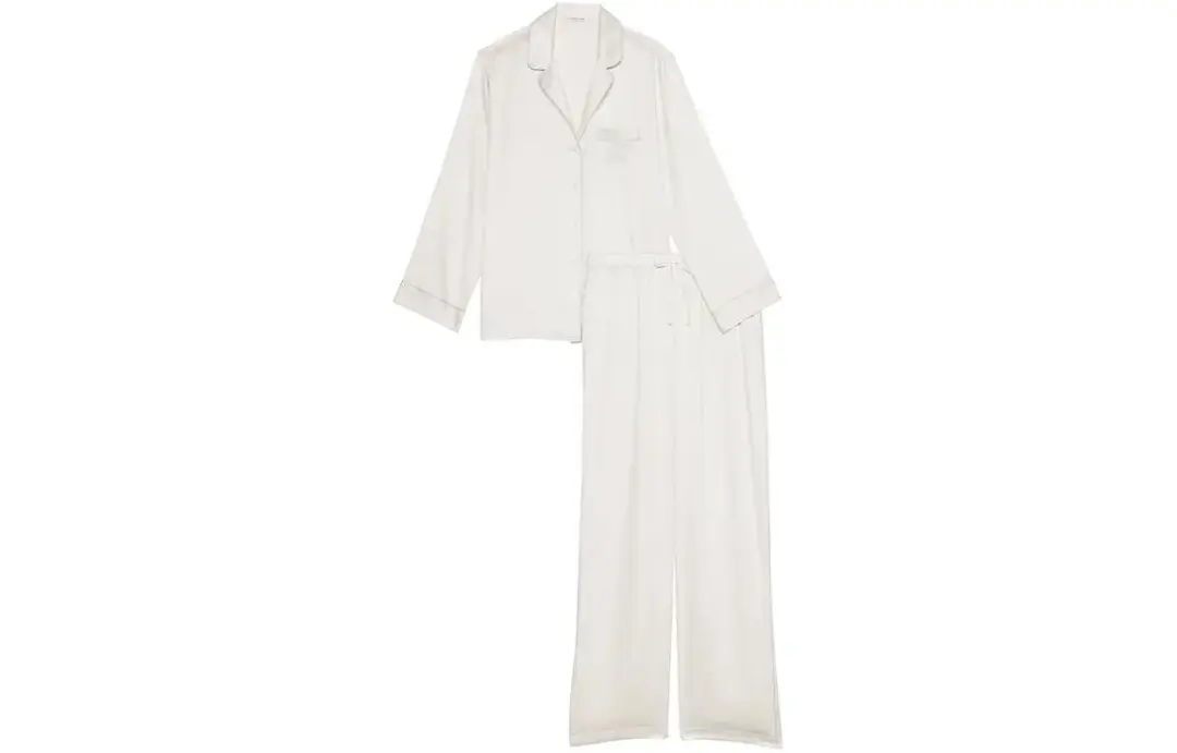 Victoria's Secret Satin Long Pajama Set Pajama Set Women's White