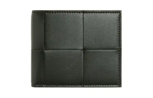 Bottega Veneta Calfskin Wallet Men's Dark Green & Papaya
