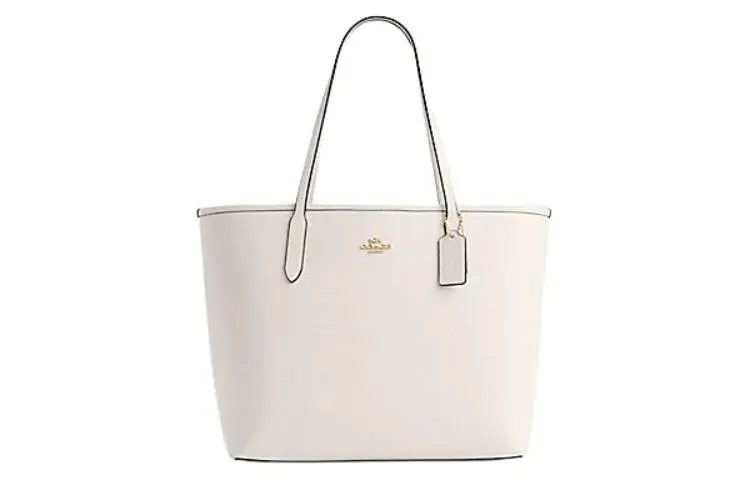 COACH City Leather Tote Bag, Shopping Bag, Shoulder Bag Large Women's White