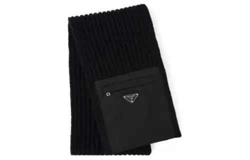 Prada Triangle-Logo Knitted Scarf