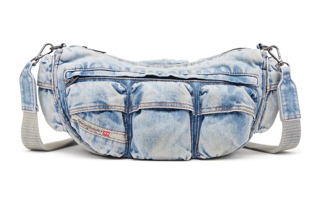 DIESEL Denim Portable Crossbody Bag, Shoulder Bag Regular Women's Light Blue