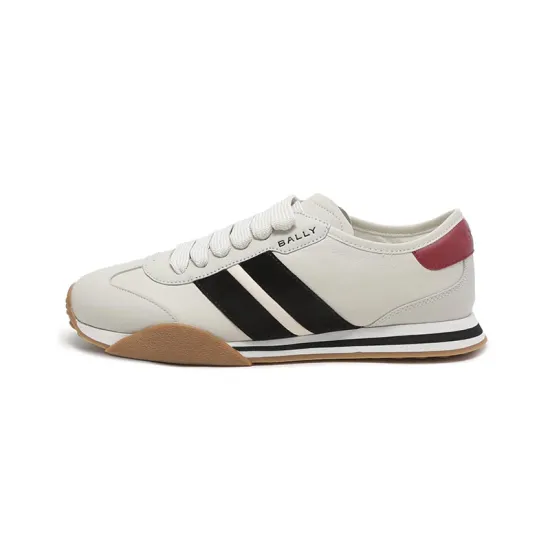 BALLY Casual Shoes Women's Low-Top Light Gray Deep Red Tail