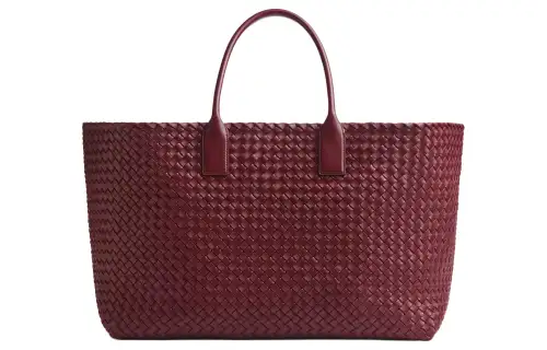 Bottega Veneta Lambskin Tote Bag, Shopping Bag, Handbag Large Women's Burgundy
