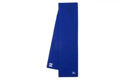 Burberry Logo Embroidered Riibed-Knit Scarf