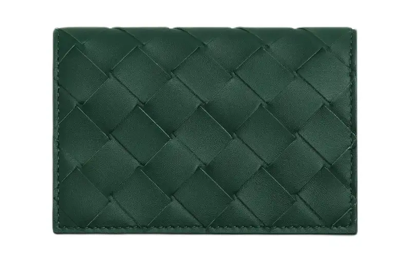 Bottega Veneta Cow Leather Card Holder Men's Emeralds & Space Blue