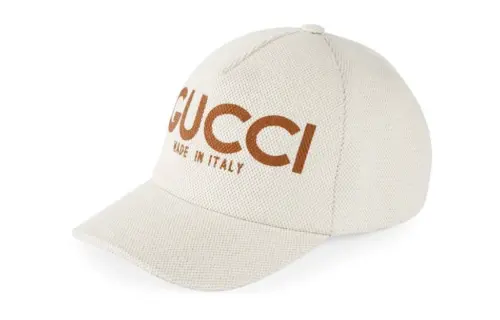 GUCCI Cotton, Canvas, Leather Baseball Caps Men's Ecru