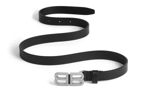 Balenciaga Cow Leather Metal Leather Belts Women's Black Width 2cm