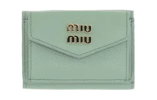 MIU MIU Leather Wallet Small Women's Green