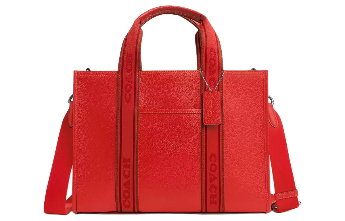 COACH Smith Pebbled Leather Tote Bag, Shopping Bag, Shoulder Bag, Handbag Large Women's Miami Red