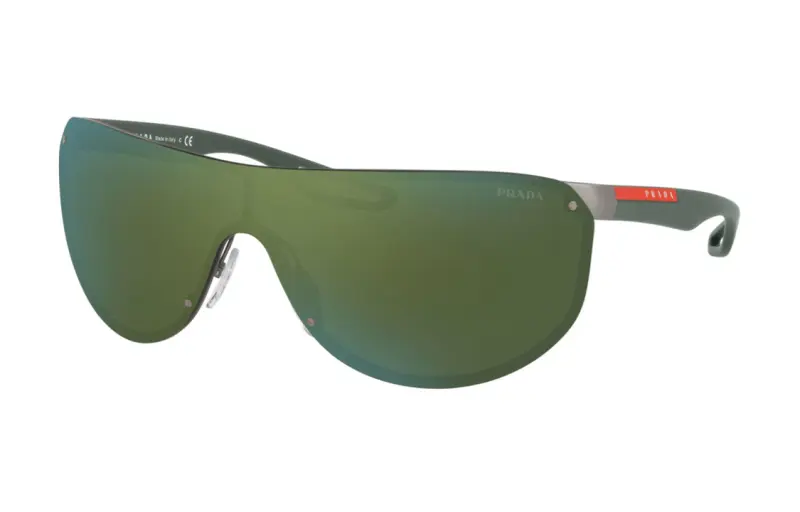 PRADA Metal Irregular Shape Sunglasses Men's Green