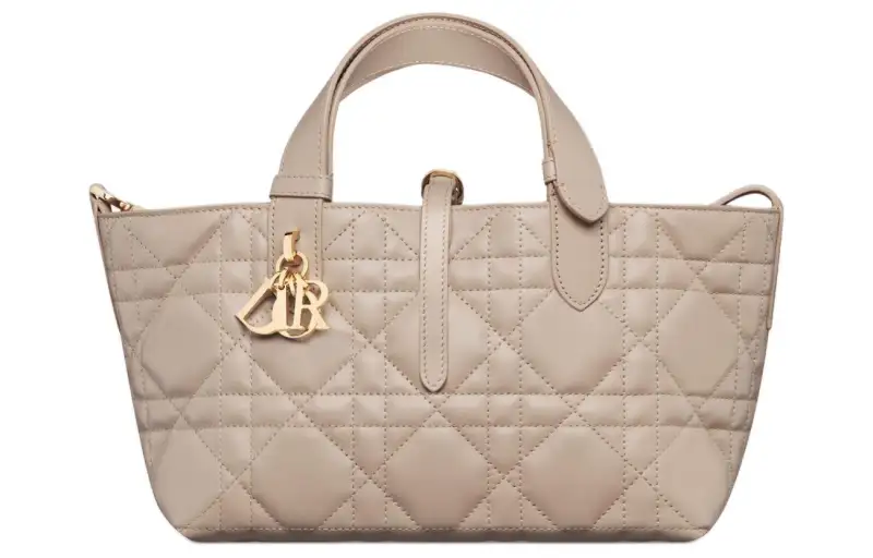 DIOR Toujours Wicker Pattern Cow Leather Native Bag, One Shoulder Handbag Small Women's Rouge Beige