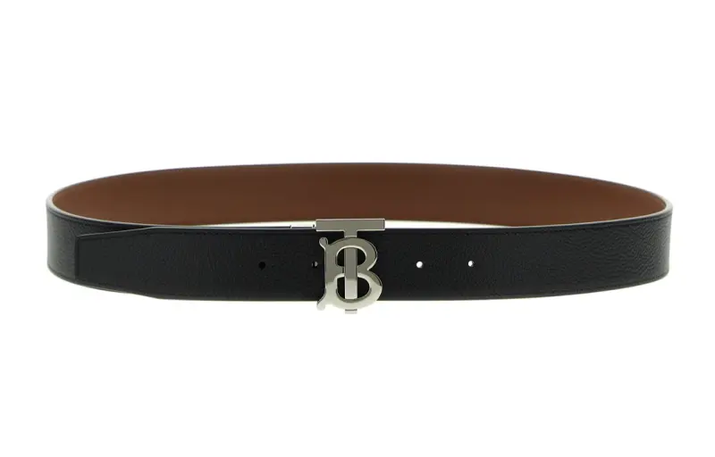 Burberry Cow Leather Belts Men's Black/Brown Width 3.5cm