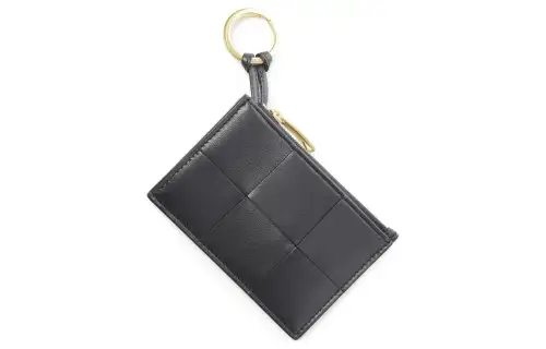 Bottega Veneta Sheepskin With Cow Leather Card Holder Key Pouch Women's Blue