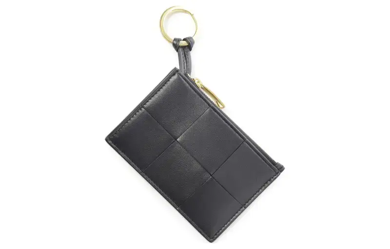 Bottega Veneta Sheepskin With Cow Leather Card Holder Key Pouch Women's Blue