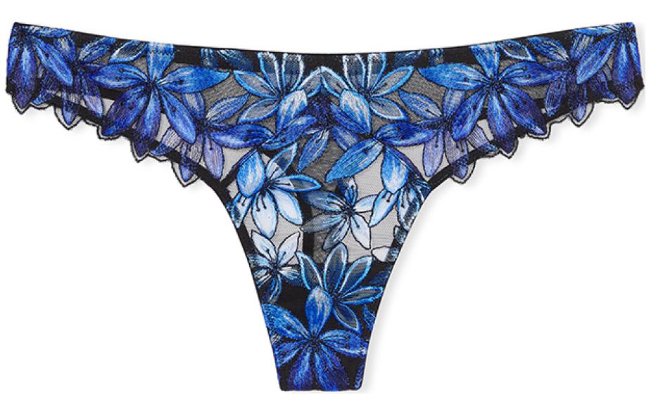 Женские трусы Victoria's Secret (черные с синим цветочным рисунком)