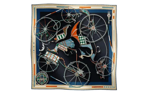 HERMES Silk Scarves Women's Black