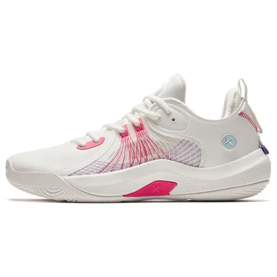 Anta Cushioned Slip Resistant Low Top Basketball Shoes Men's White Pink