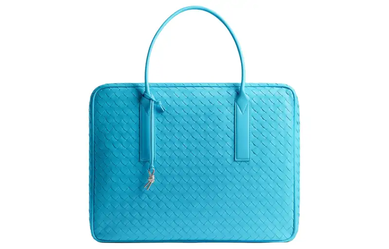 Bottega Veneta Intrecciato Calfskin Handbag Travel Bag Large Men's Blue