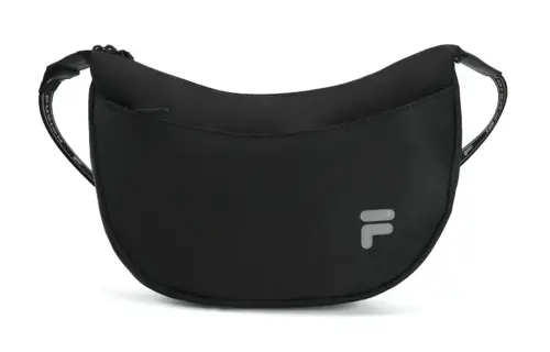 FILA FUSION Zip Closure Nylon Shoulder Bag, Crossbody Bag Extra Small Unisex Black