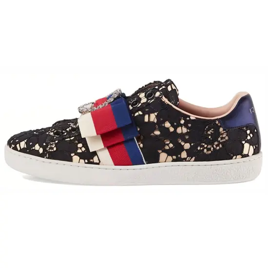 GUCCI Ace Skateboard Shoes Women's Low-Top Black