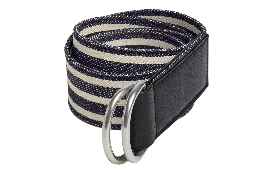 Bottega Veneta Cotton, Metal Belts Men's Marine Blue/White Style 4cm