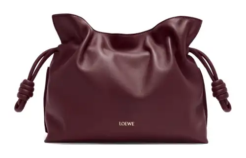 LOEWE Flamenco Nappa Cow Leather One Shoulder Crossbody Clutch Women's Dark Burgundy
