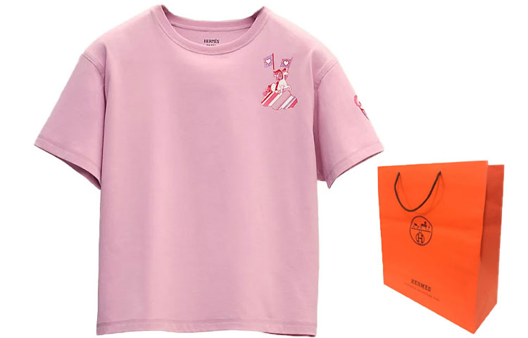 Женская футболка Hermes SS22 (розовая) — фото 2