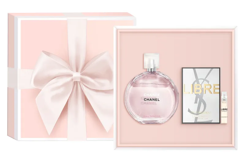 CHANEL Chanel, fuchsia perfume, gift box, floral set for students, sample, Birthday gift