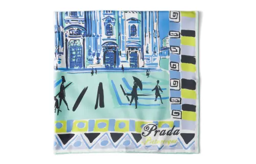 PRADA Pittoresque 90 Milan print Foulard