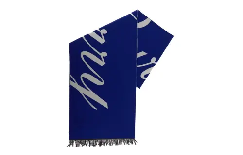 Burberry Logo Intarsia Knit Fringe Edged Scarf